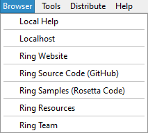 Ring Notepad - Browser Menu