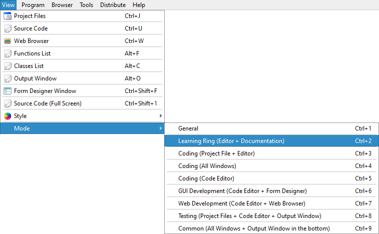 Ring Notepad - View Menu - Set Mode